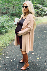 Taupe Draped Maternity Cardigan