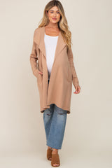 Taupe Draped Maternity Cardigan