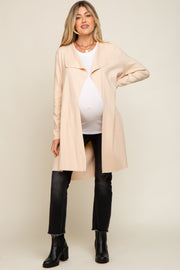 Cream Draped Maternity Cardigan