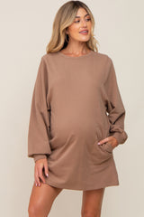 Mocha Ultra Soft Maternity Sweatshirt Dress