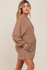 Mocha Ultra Soft Maternity Sweatshirt Dress