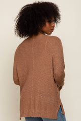 Mocha Chunky Knit Side Slit Sweater