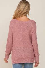 Mauve Chunky Knit Side Slit Maternity Sweater