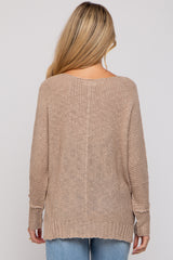 Taupe Chunky Knit Side Slit Maternity Sweater