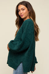 Forest Green Chenille Knit Balloon Sleeve Maternity Sweater