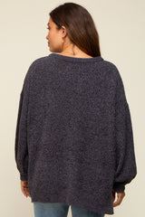 Charcoal Chenille Knit Balloon Sleeve Maternity Sweater