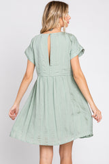 Mint Striped Pocketed Dress