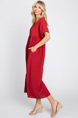 Burgundy Crisscross Wide Leg Jumpsuit