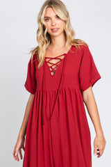 Burgundy Crisscross Wide Leg Jumpsuit