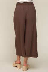 Brown Drawstring Wide Leg Maternity Pants