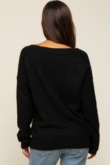 Black V-Neck Relaxed Fit Maternity Sweater