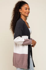 Charcoal Color Blocked Soft Knit Cardigan