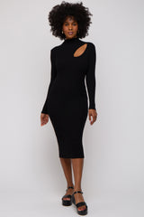 Black Cutout Fitted Knit Dress