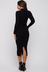 Black Cutout Fitted Maternity Knit Dress