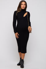 Black Cutout Fitted Maternity Knit Dress