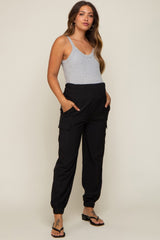 Black Cargo Pocket Maternity Joggers