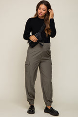 Olive Cargo Pocket Maternity Joggers