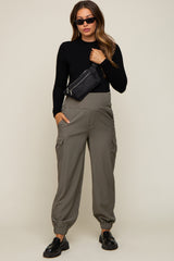 Olive Cargo Pocket Maternity Joggers