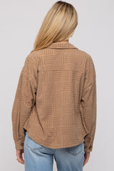 Mocha Velvet Textured Maternity Shirt Jacket