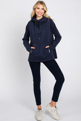 Navy Cowl Neck Hooded Sweatshirt