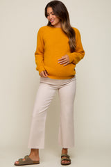 Yellow Back Cutout Lace Accent Maternity Sweater