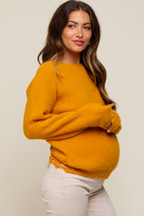 Yellow Back Cutout Lace Accent Maternity Sweater