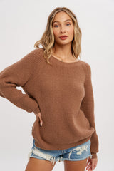 Mocha Back Cutout Lace Accent Maternity Sweater