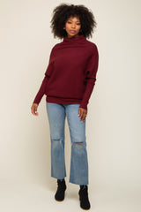 Burgundy Funnel Neck Dolman Sleeve Sweater