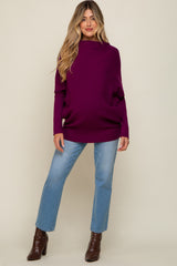 Plum Funnel Neck Dolman Sleeve Maternity Sweater