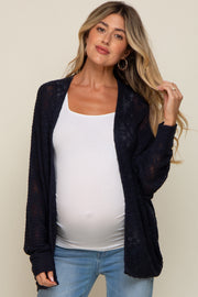 Navy Open Knit Long Dolman Sleeve Maternity Cardigan