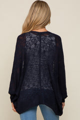 Navy Open Knit Long Dolman Sleeve Maternity Cardigan