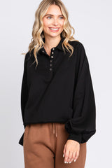 Black Collared Button Maternity Pullover