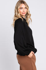 Black Collared Button Pullover