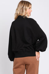 Black Collared Button Pullover