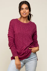 Magenta Knit Long Sleeve Maternity Top