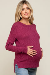 Magenta Knit Long Sleeve Maternity Top