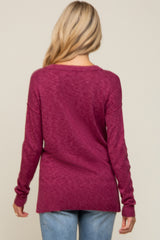 Magenta Knit Long Sleeve Maternity Top