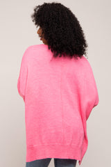 Fuchsia Dolman Sleeve Side Slit Sweater