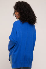 Royal Blue Dolman Sleeve Side Slit Sweater