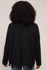 Black Dolman Sleeve Side Slit Sweater