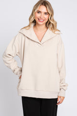 Beige Collared Maternity Pullover