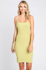 Lime Ribbed Double Strap Dress