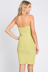 Lime Ribbed Double Strap Dress