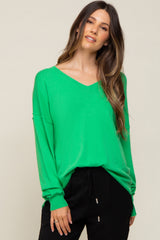 Green Knit V-Neck Long Sleeve Maternity Top