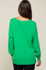 Green Knit V-Neck Long Sleeve Maternity Top