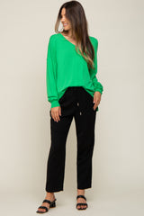 Green Knit V-Neck Long Sleeve Maternity Top