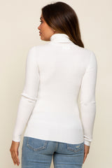 Cream Ribbed Fitted Long Sleeve Maternity Top