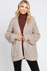 Taupe Chunky Knit Maternity Cardigan