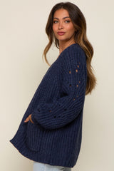 Navy Blue Chunky Knit Maternity Cardigan