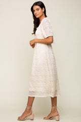 Cream Lace Cutout Midi Dress